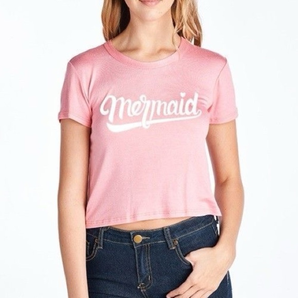 Mermaid Pink Crop Top Tee
